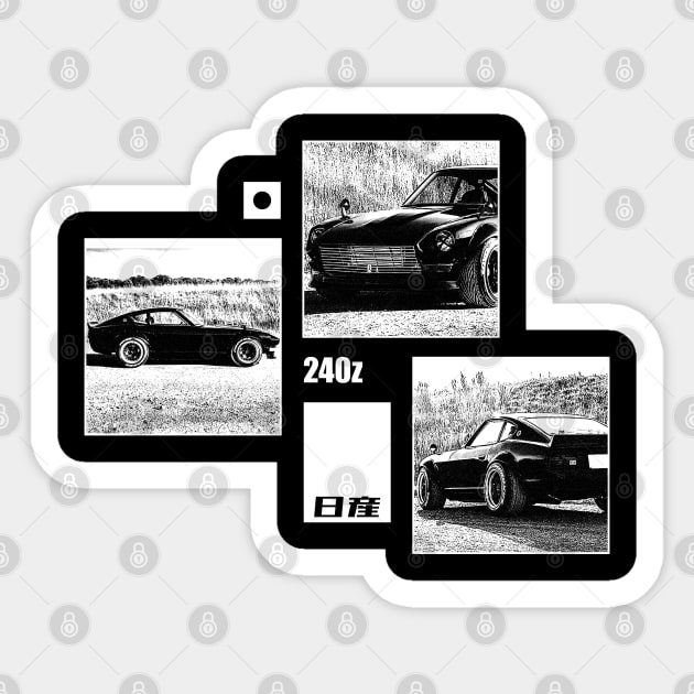 NISSAN DATSUN 240Z FAIRLADY Black 'N White Archive (Black Version) Sticker by Cero